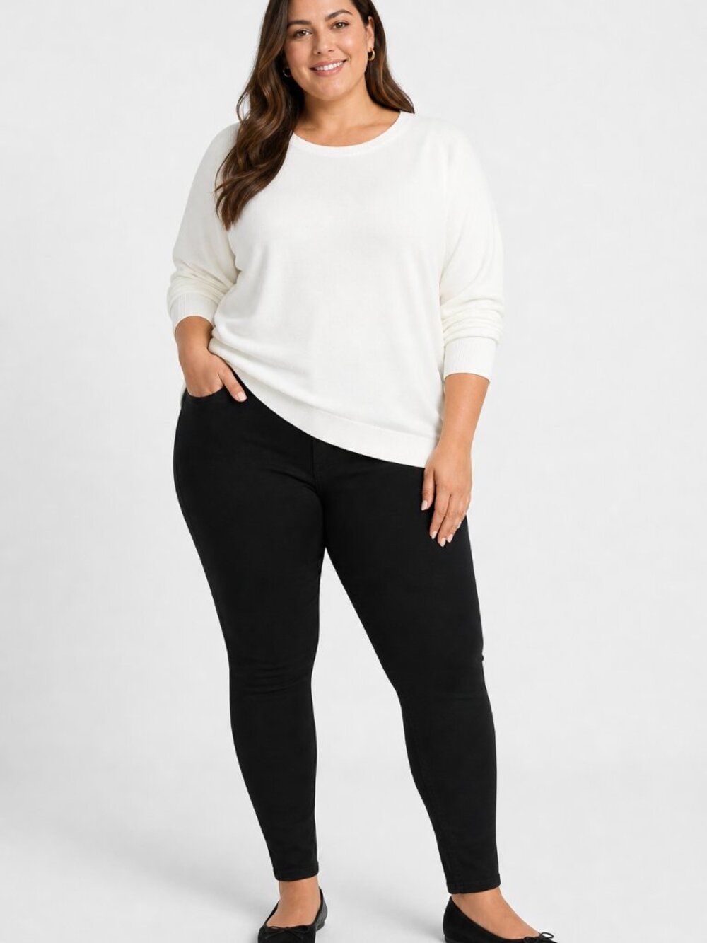 Terra & Sky Women's Plus Size Skinny Jeggings High Rise Pull On Black Size 1X